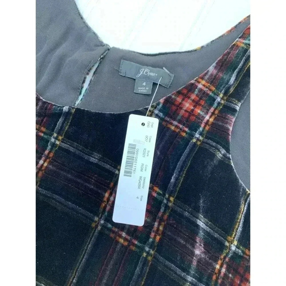 J. Crew JCrew Woman's Festive Stewart Plaid Velvet Tank Top 4 NEW - Picture 4 of 4
